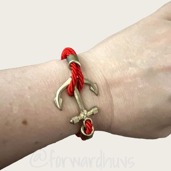 Bundle Sale 3 for $15 | Red Rope Anchor Bracelet | Silver Tone Hardware - Picture 6 of 10